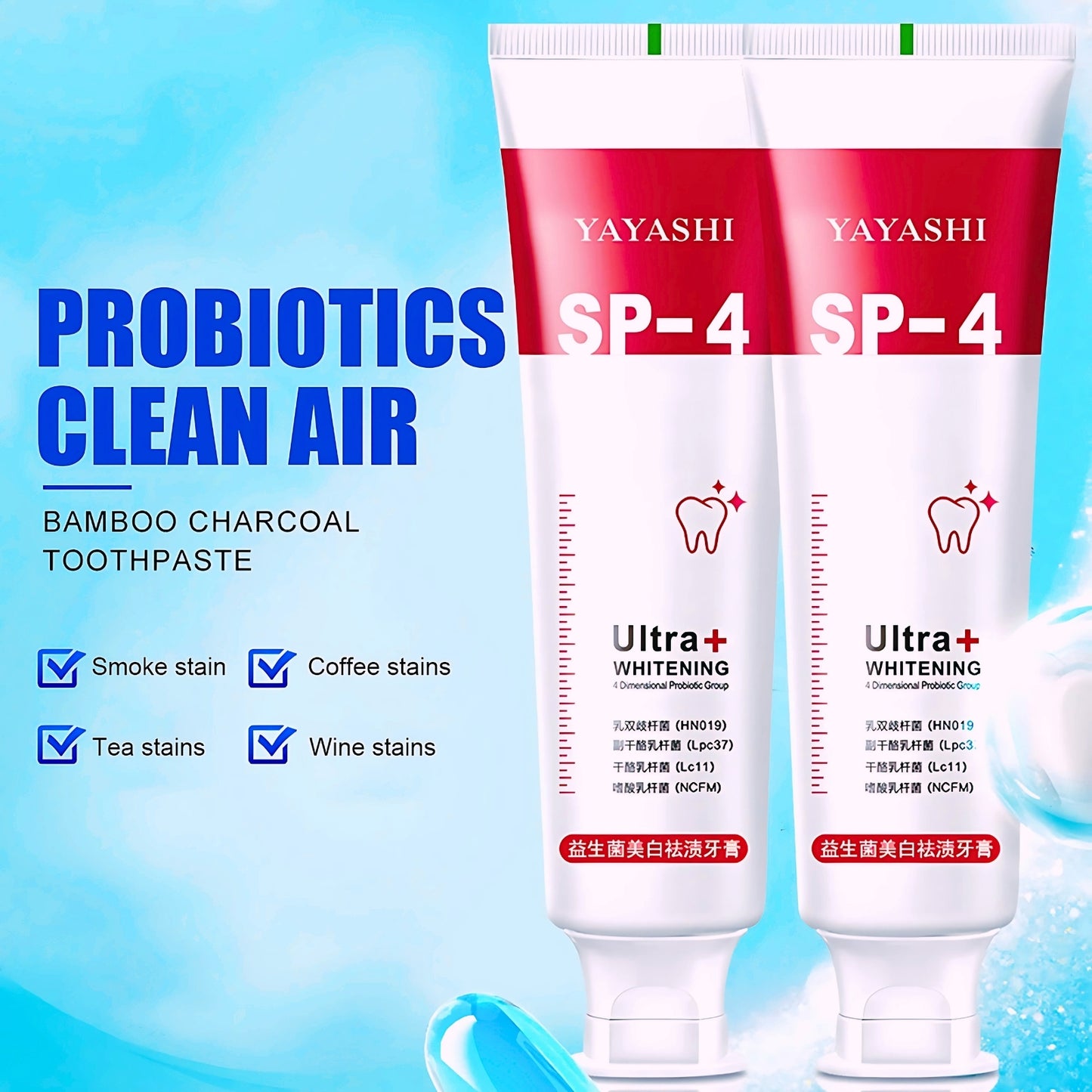 Yayashi Sp-4 Ultra Whitening Toothpaste & Probiotic Stain Remover 120g